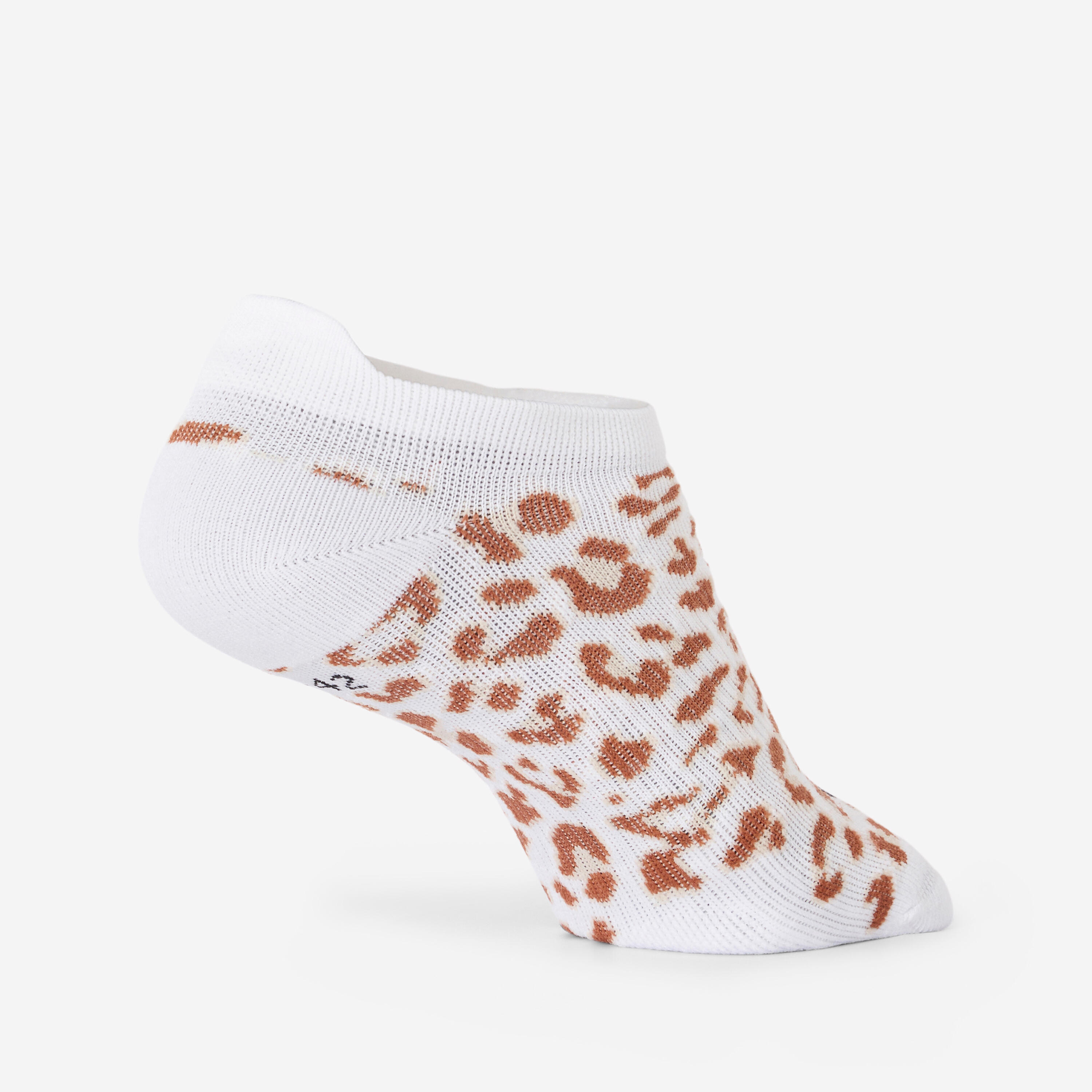 Unsichtbare x3-Fitness-Socken für Frauen, schwarz, weiss, leo 4/5