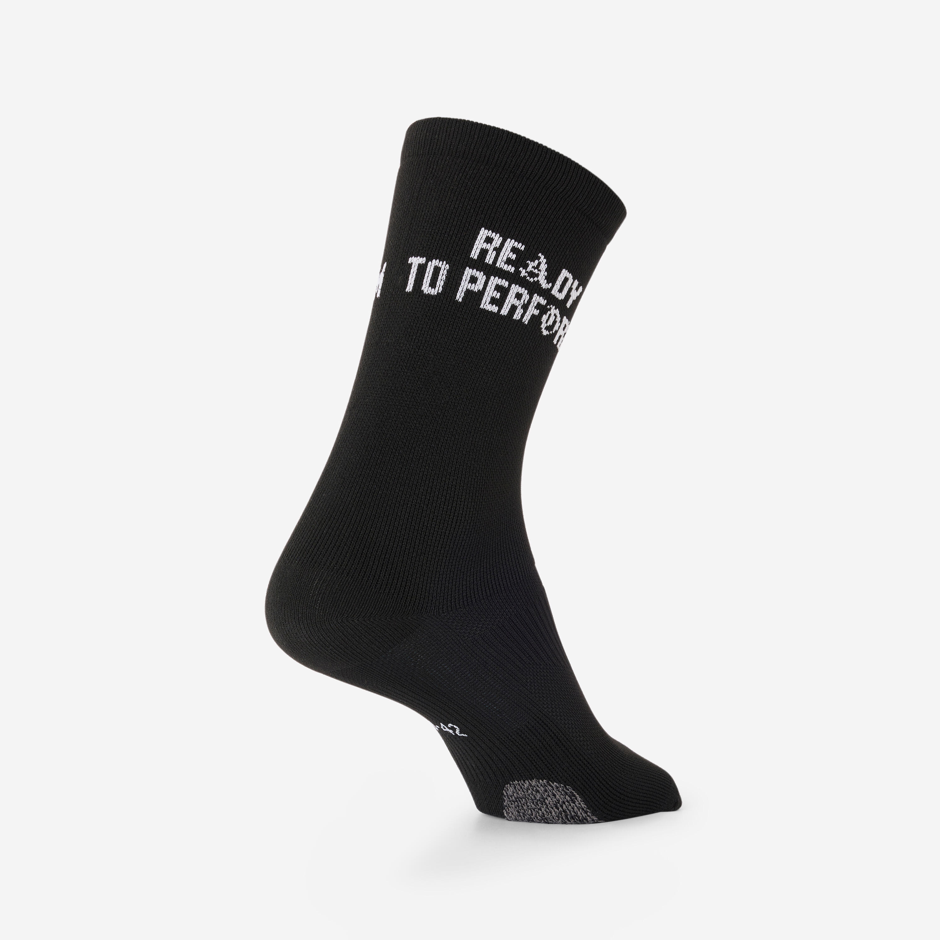 Chaussettes de fitness mi-mollet x5, noir imprimé blanc 8/16