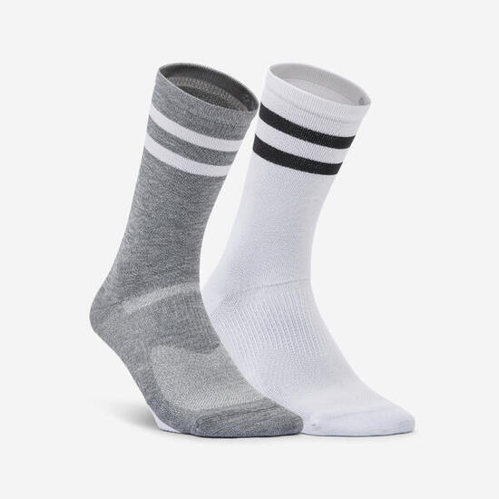 Chaussettes mi-hautes de fitness x2, blanches et noires