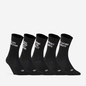 Calcetines Fitness Negro Estampado Blanco Media Caña x5
