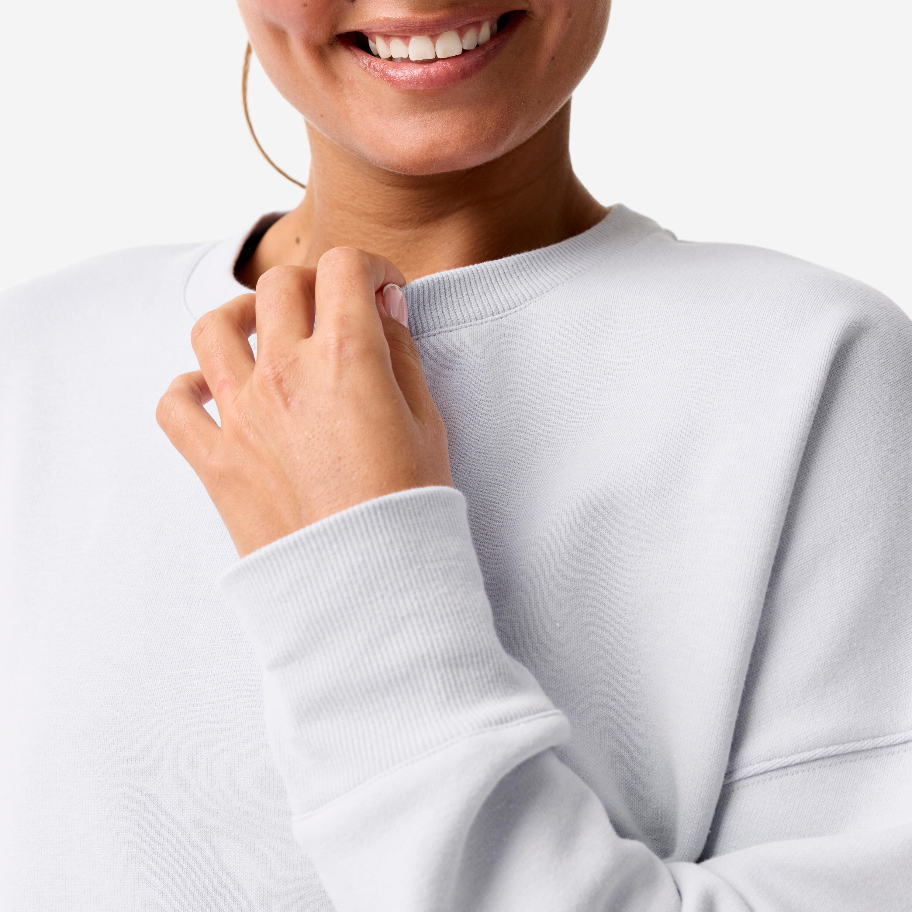 Comfortabele en rekbare cropped fitnesssweater voor dames lichtblauw 6/7