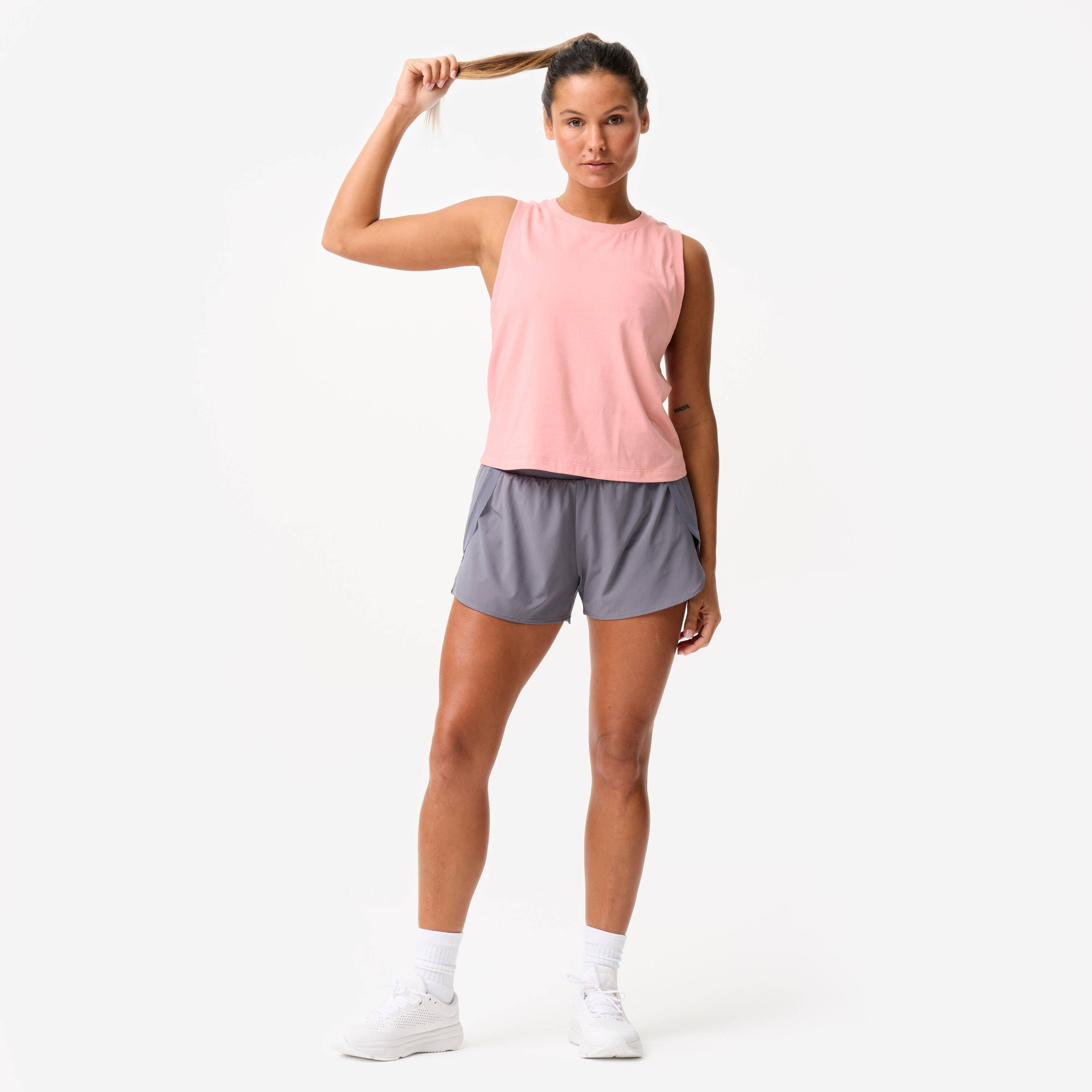 Women's Cotton Cropped Tank Top - Powder Pink -  3