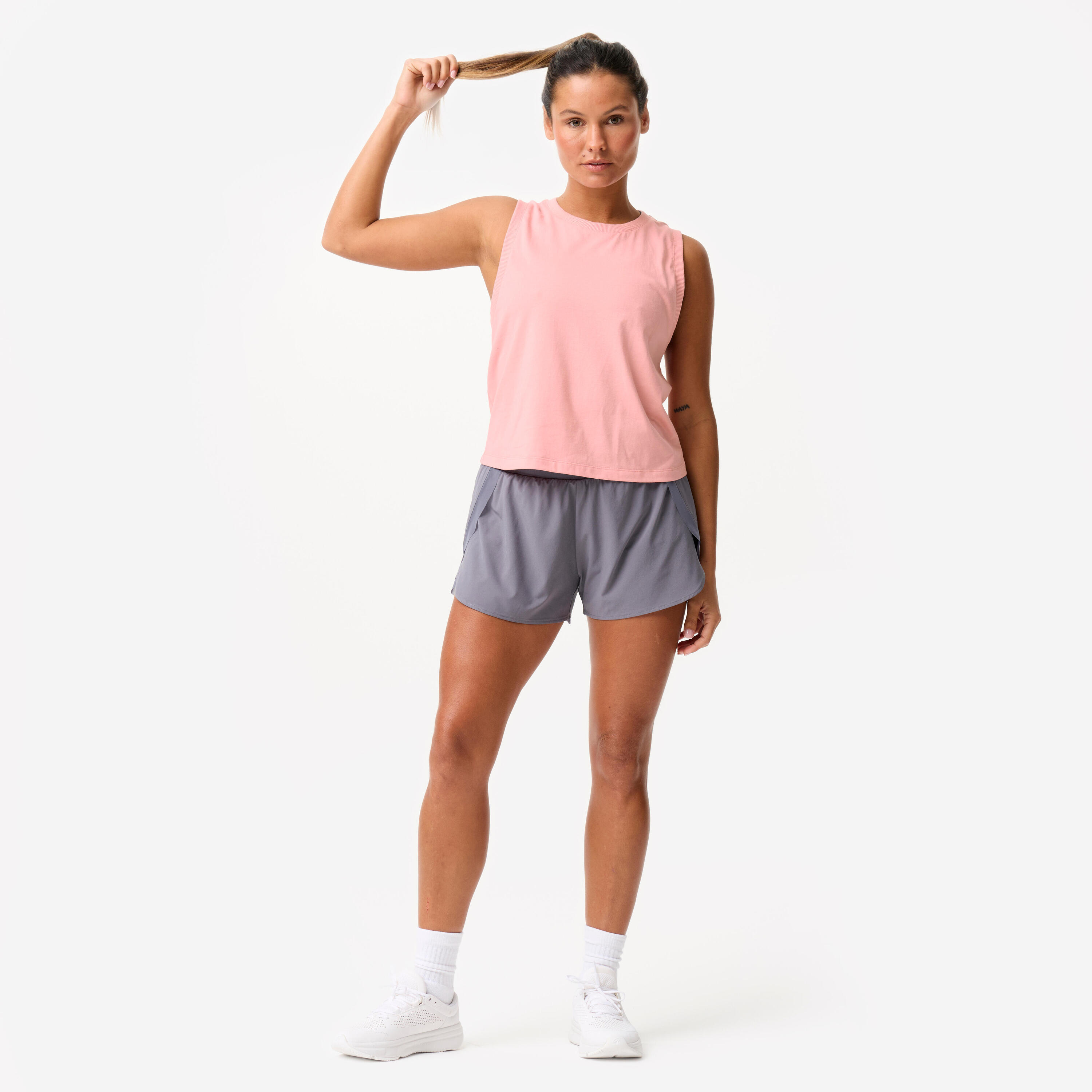 Camisole courte en coton femme, rose 2/6