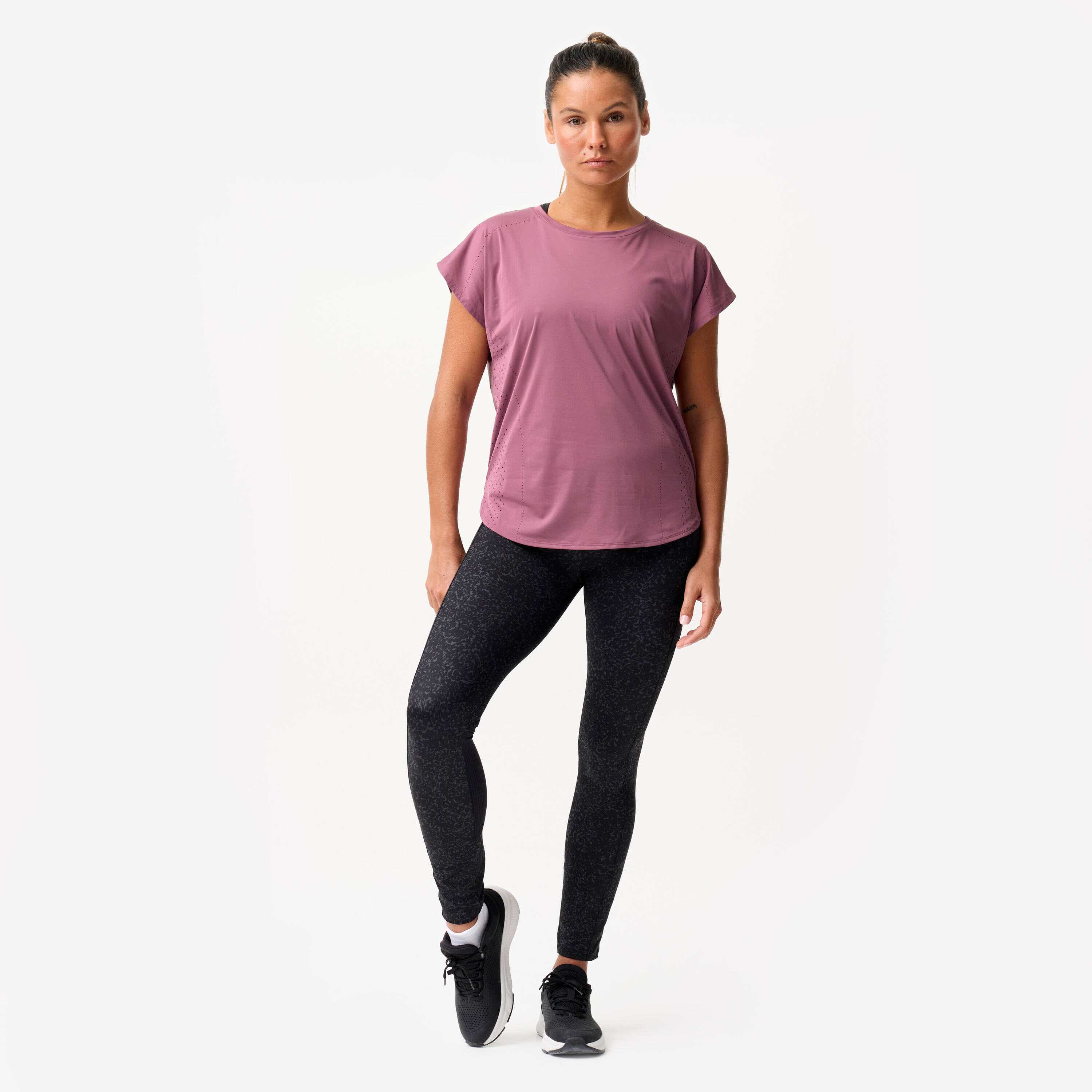 Women's Fitness Loose-Fit Breathable T-Shirt - Light Purple -  2
