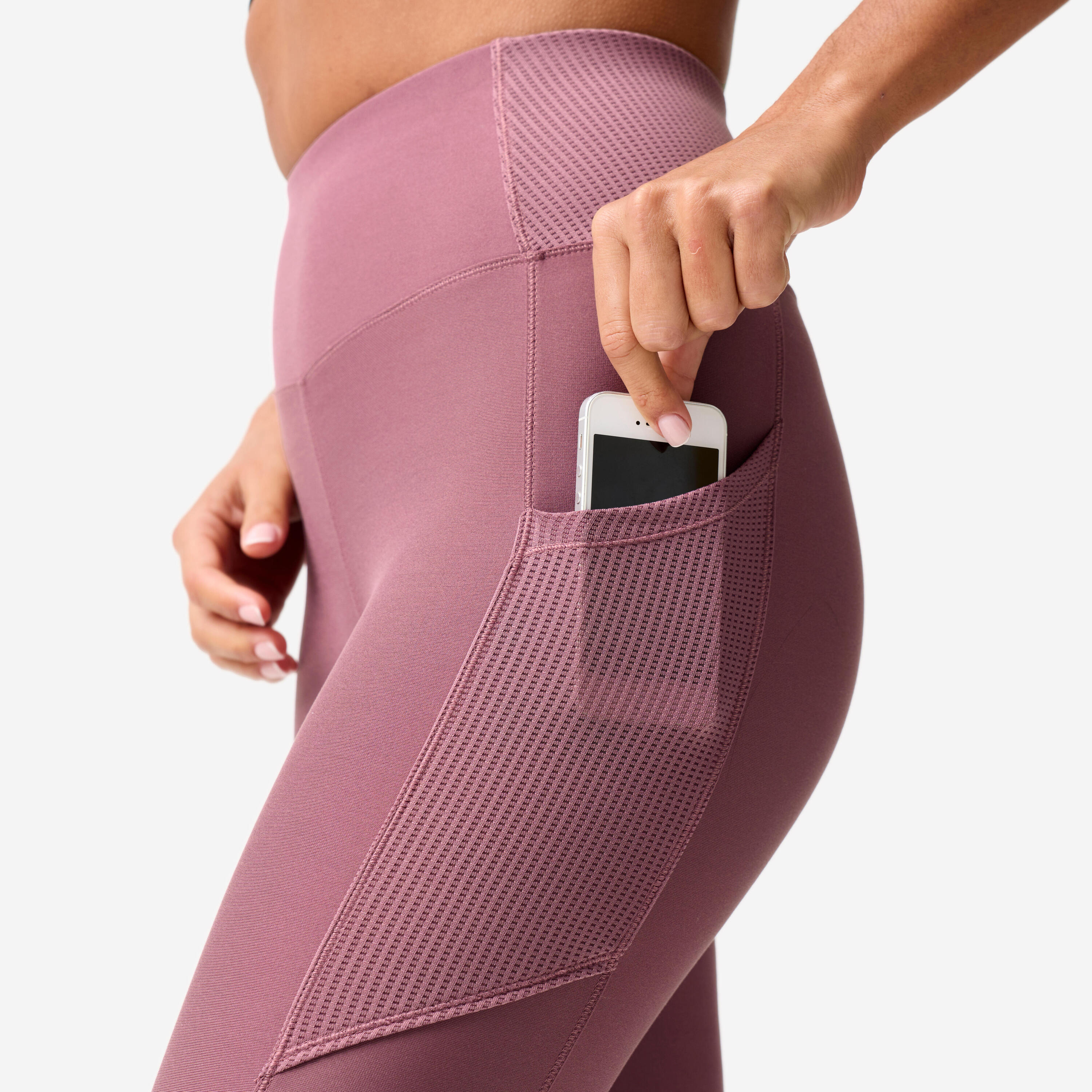 Women's High-Waisted Fitness Leggings with Phone Pocket 3/8