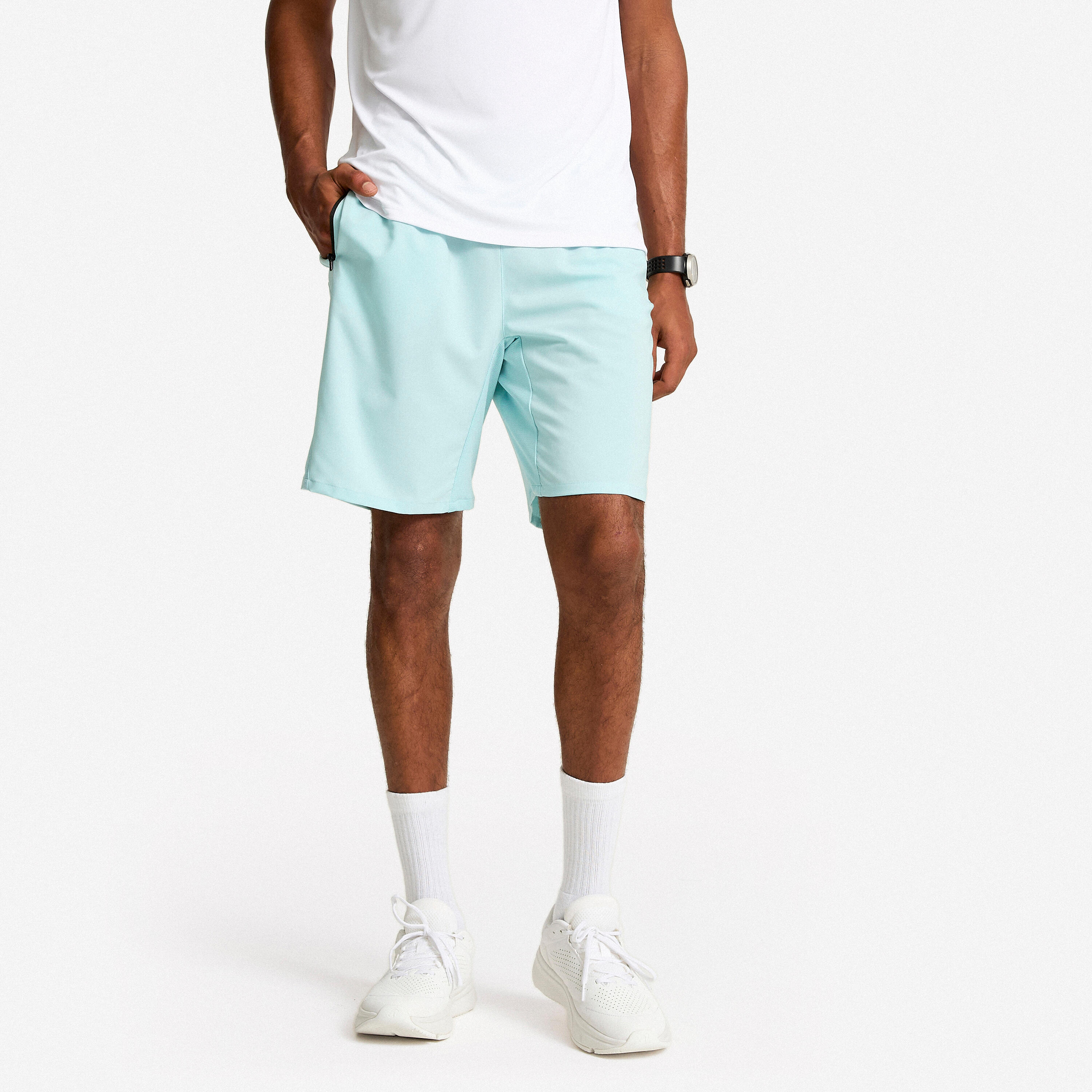 Men's Breathable Fitness Shorts with Zipped Pockets - Arctic Blue