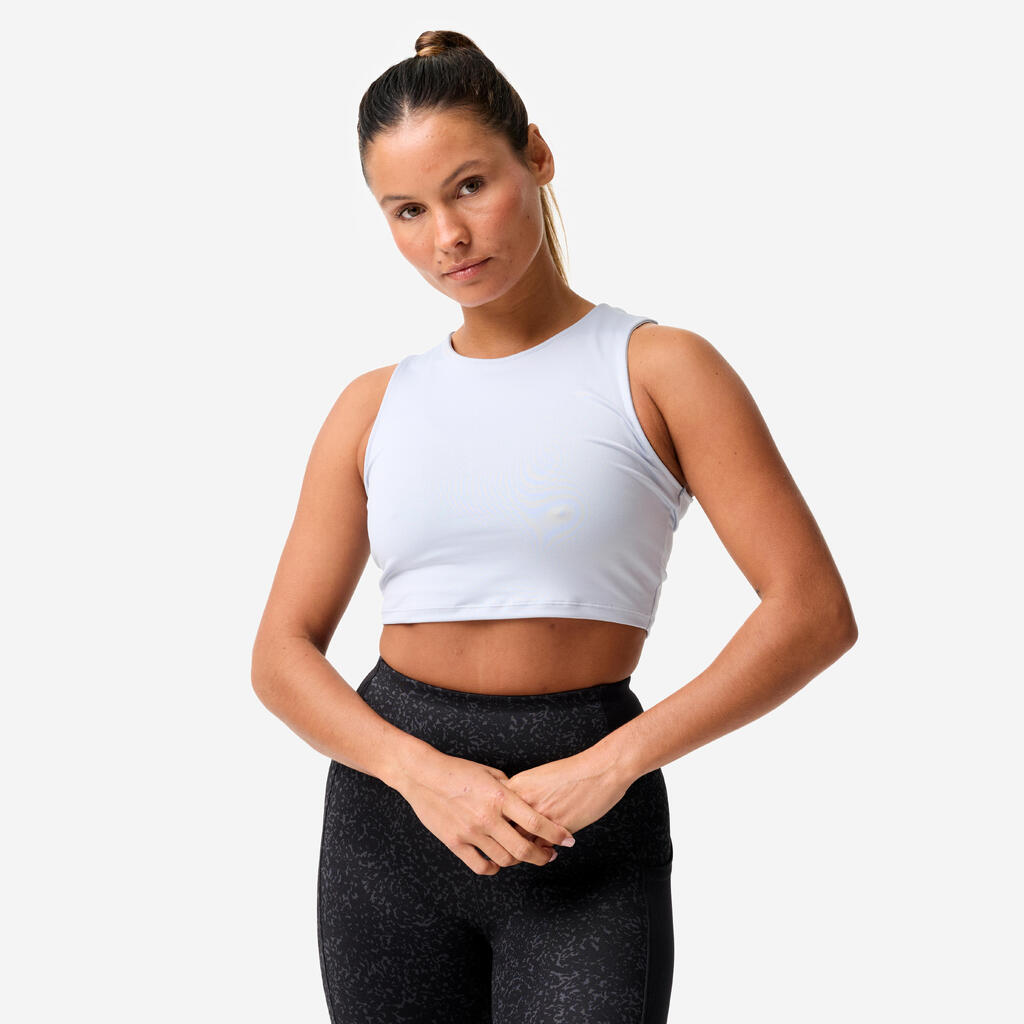 Women's Fitness Cropped Tank Top - Light Blue
