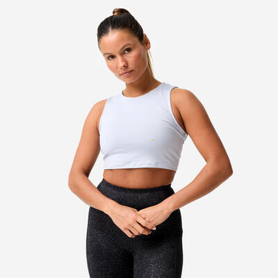 Cropped tanktop dames fitness lichtblauw