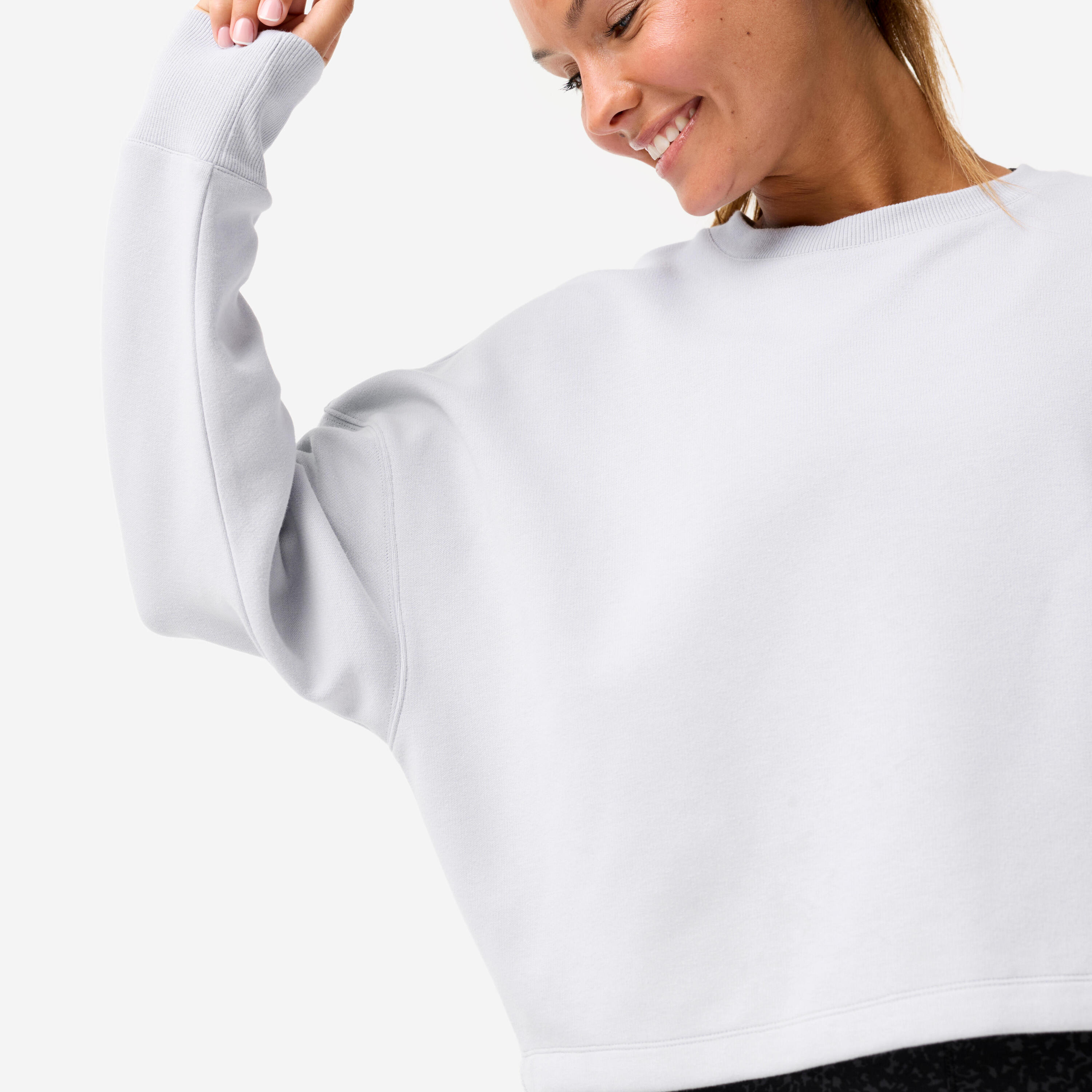 Comfortabele en rekbare cropped fitnesssweater voor dames lichtblauw 4/7