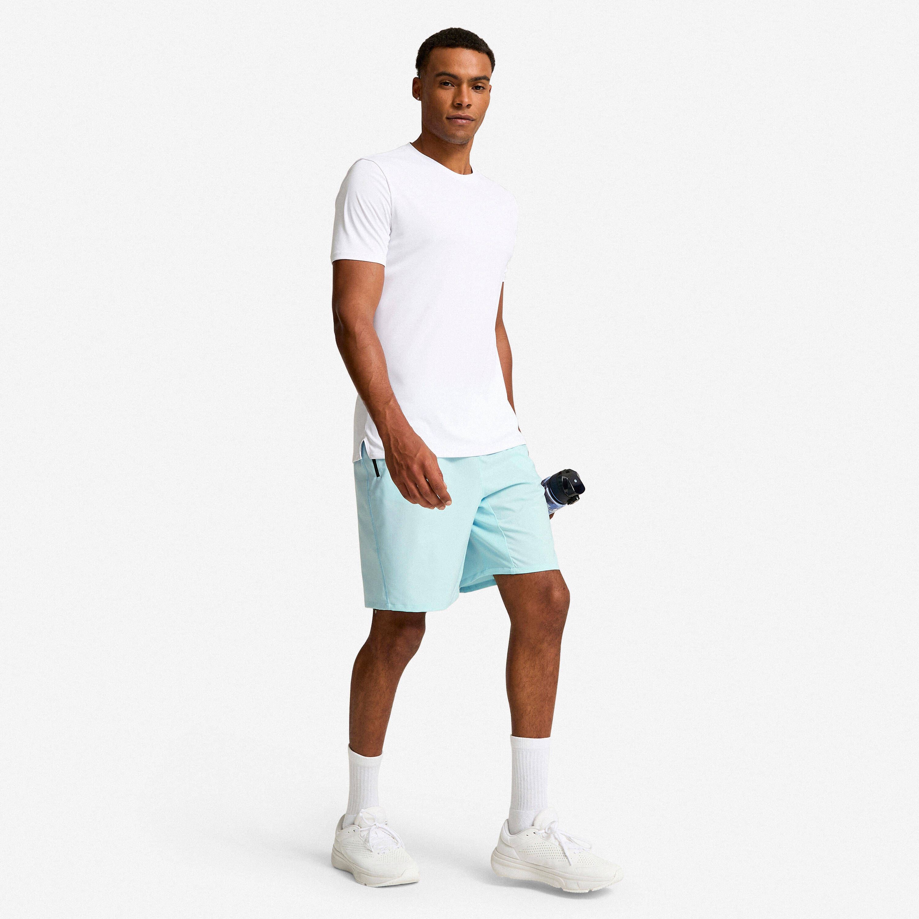 Men's Breathable Fitness Shorts with Zipped Pockets - Arctic Blue -  2