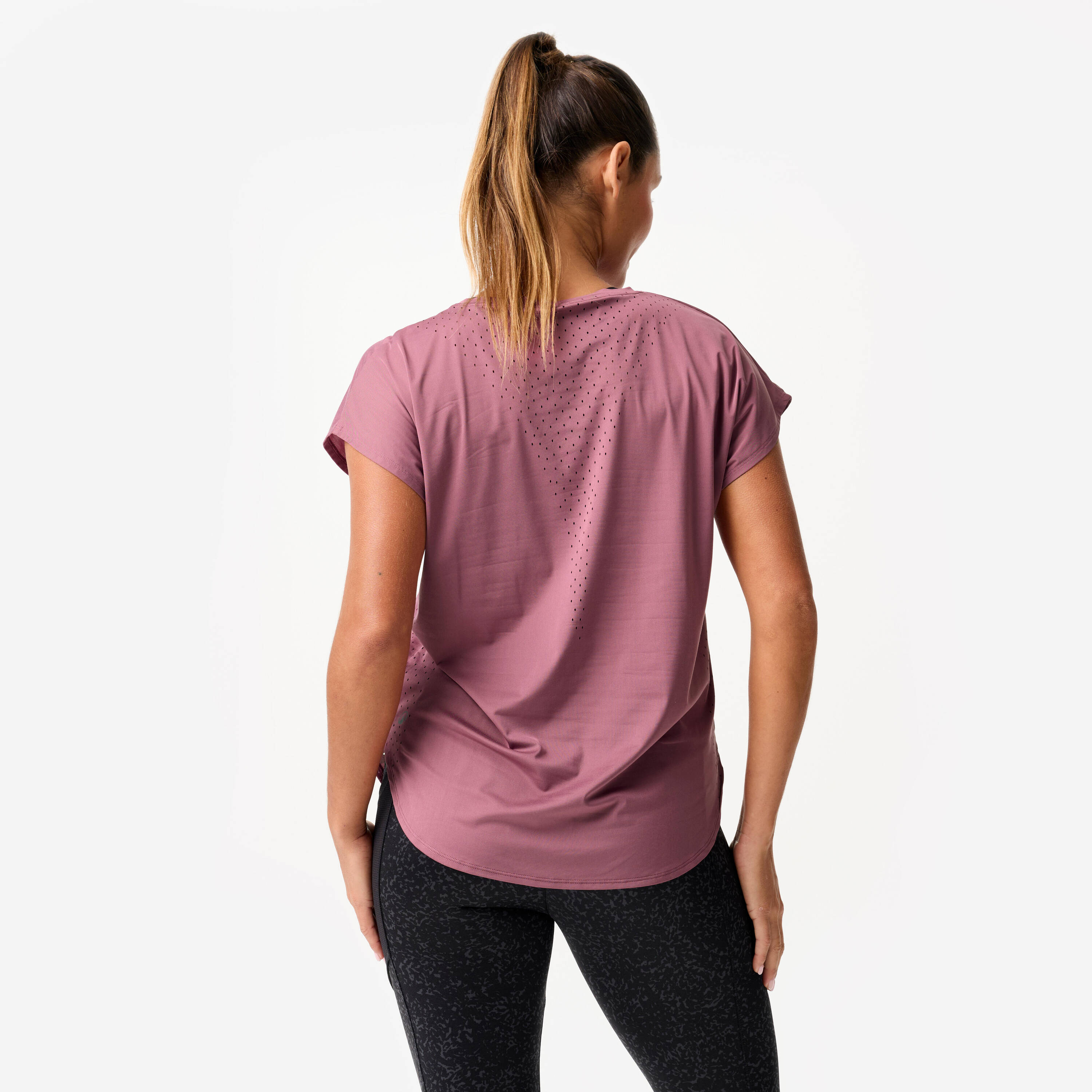 Women's Fitness Loose-Fit Breathable T-Shirt - Light Purple -  3