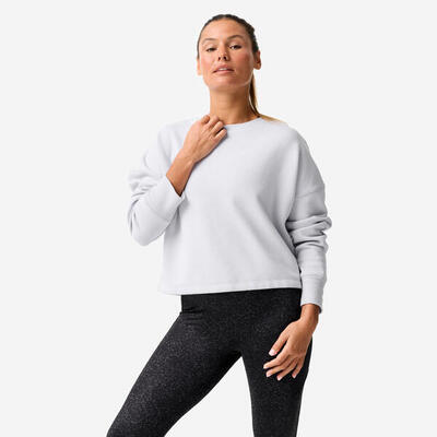 Felpa donna palestra cropped pesante nera