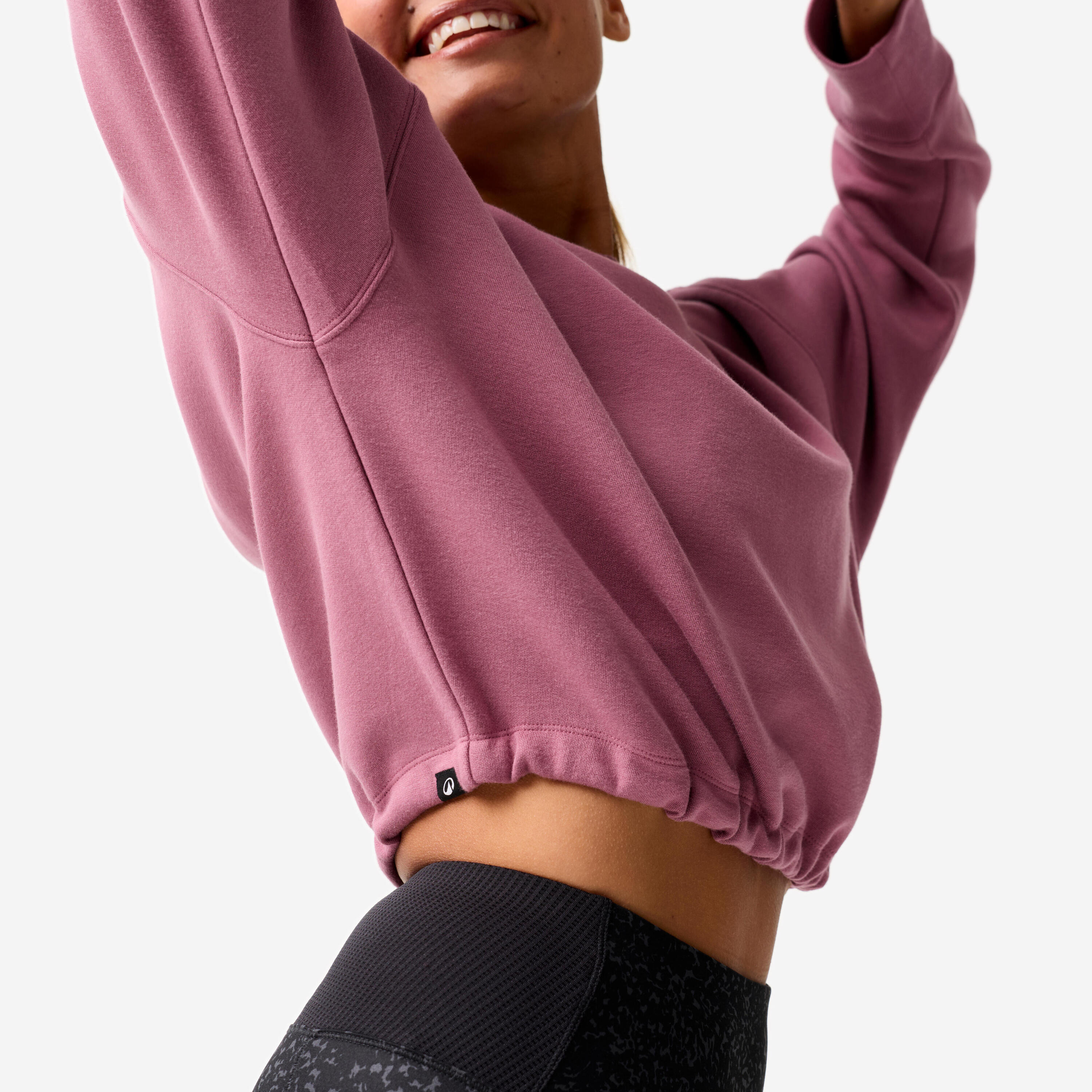 Women's Stretchy and Comfortable Cropped Fitness Sweatshirt - Dark Purple 7/8