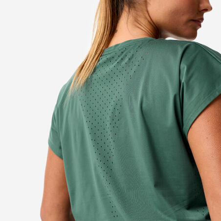 Футболка жіноча для фітнесу темно-зелена