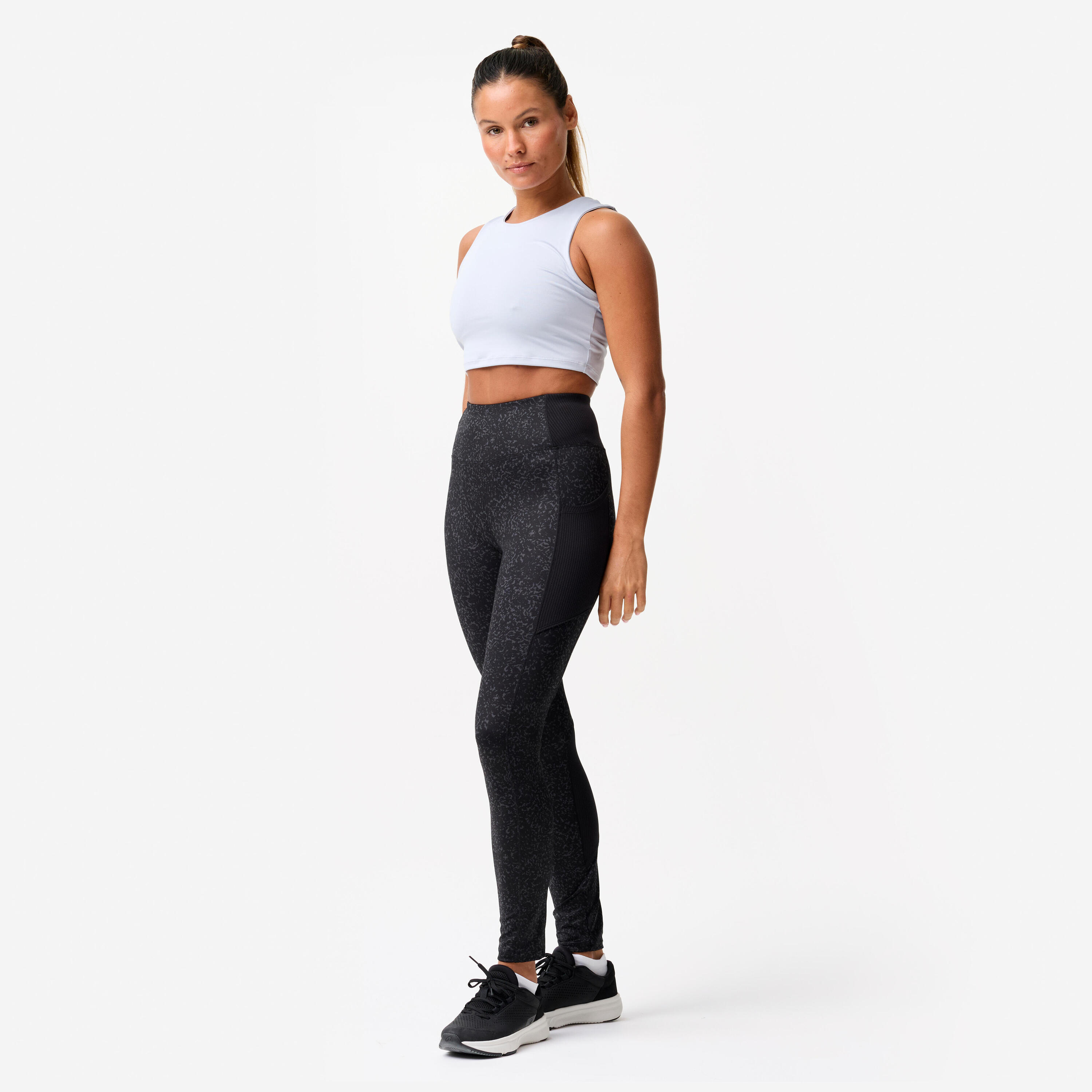 Débardeur crop top fitness femme, bleu clair 2/7