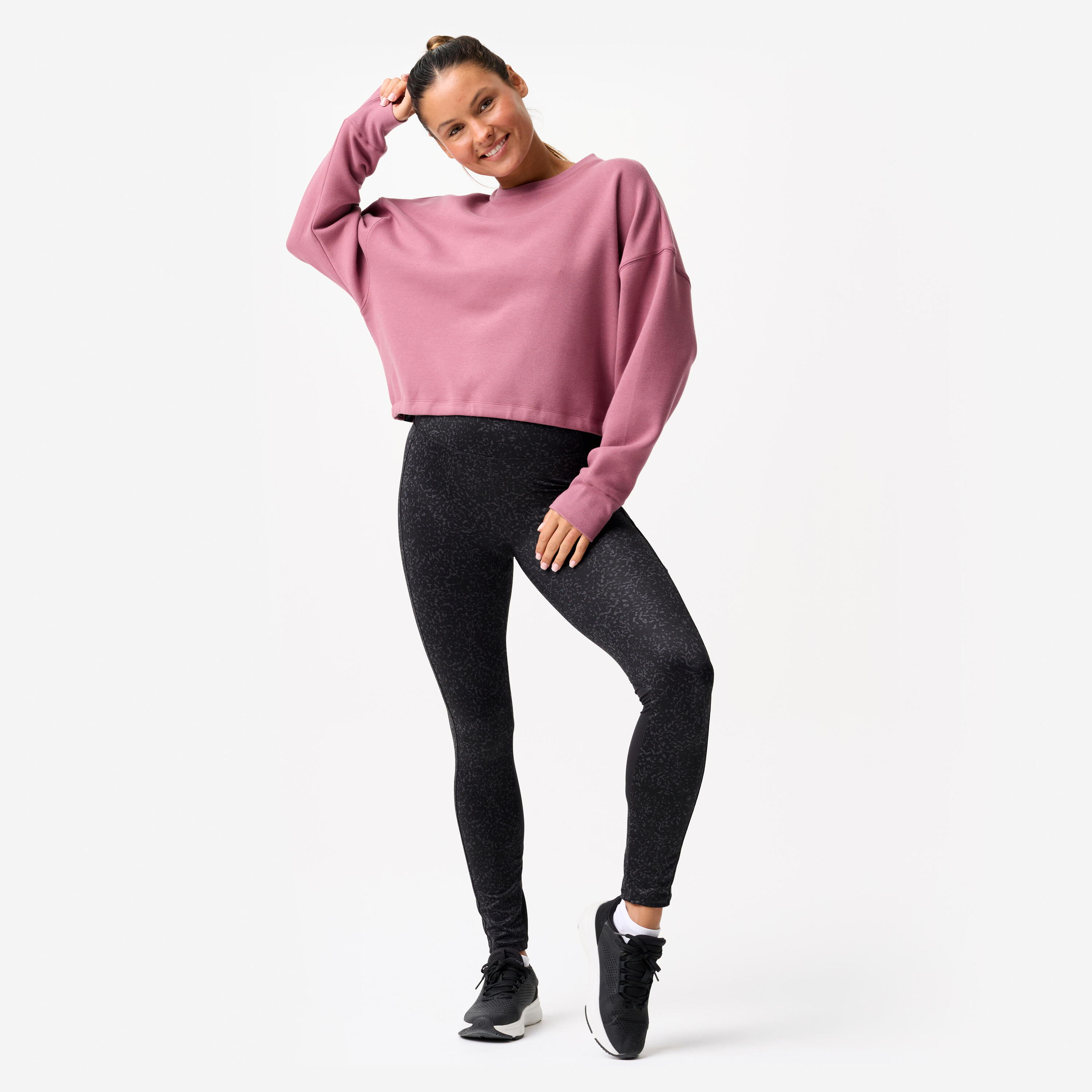 Women's Stretchy and Comfortable Cropped Fitness Sweatshirt - Dark Purple 2/8