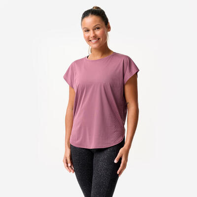 T-shirt donna palestra oversize traspirante lilla
