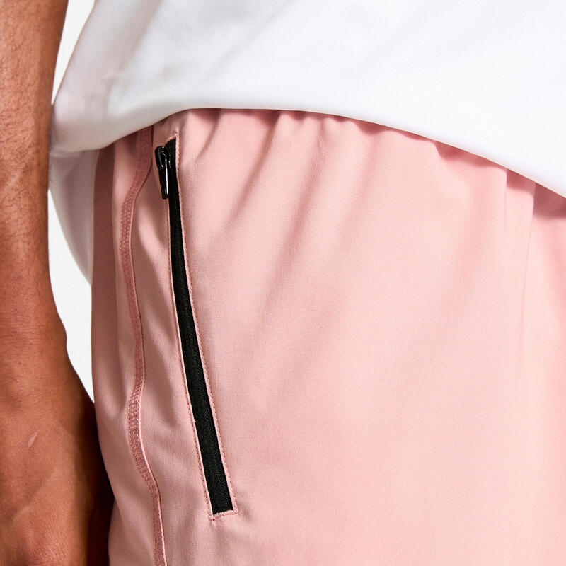 Pantalon scurt de fitness respirabil, buzunare cu fermoar, roz, bărbați