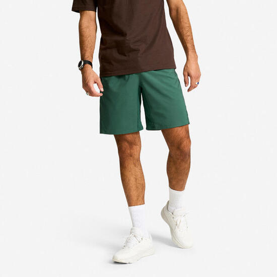 Short de fitness respirant poches zippées homme, vert foncé