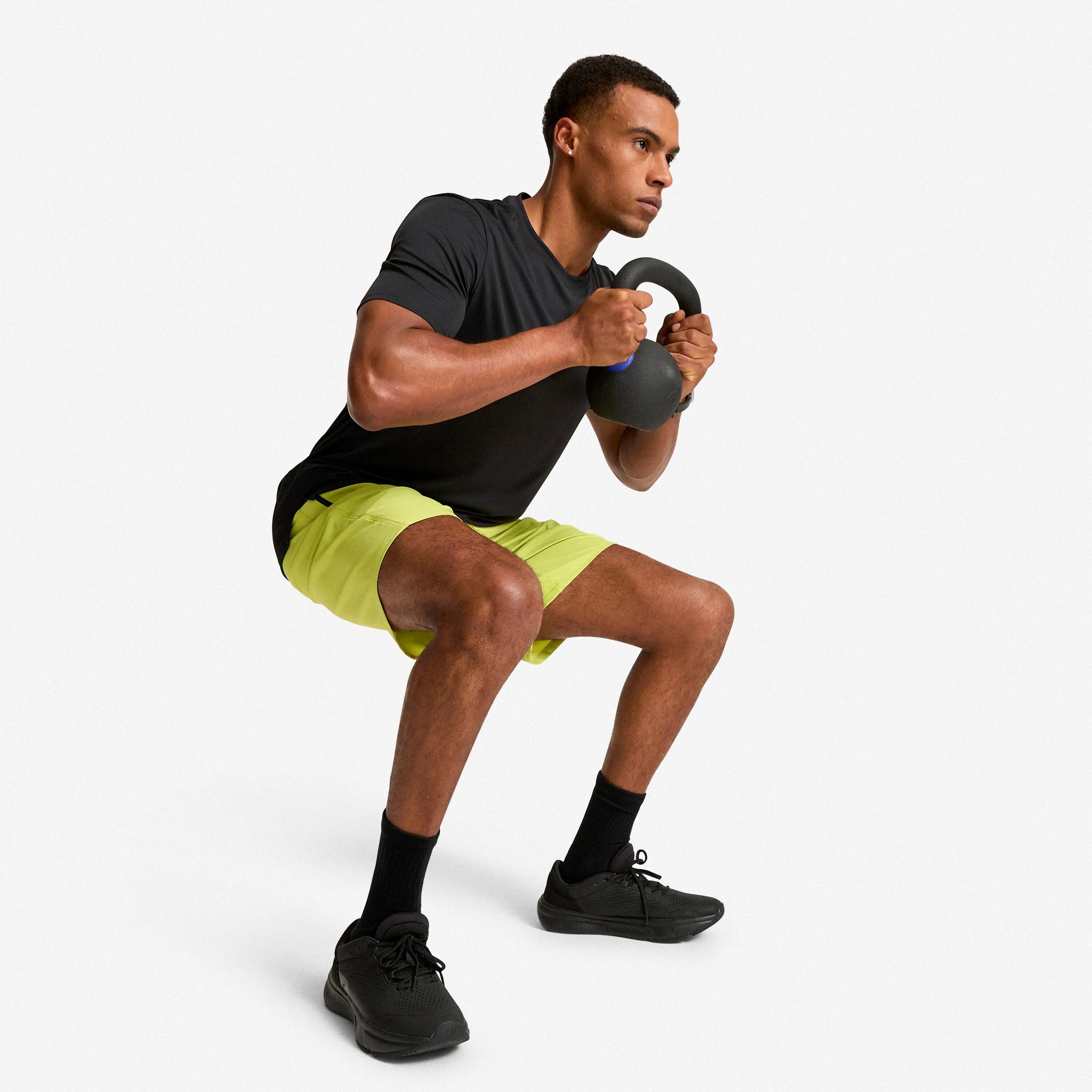 Men's Breathable Fitness Shorts with Zip-Up Pockets - Pistachio Green 4/7