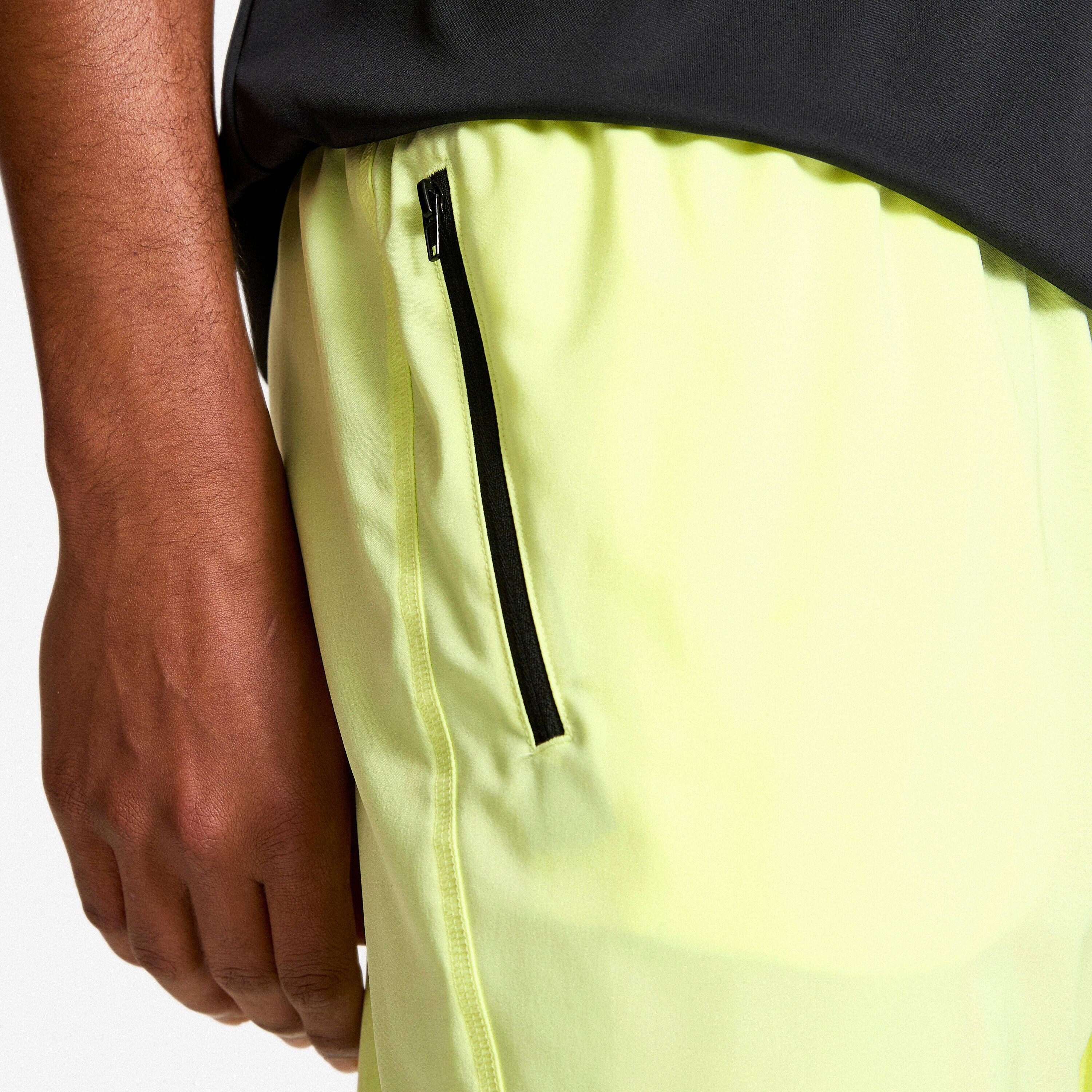 Men's Breathable Fitness Shorts with Zip-Up Pockets - Neon Yellow -  5