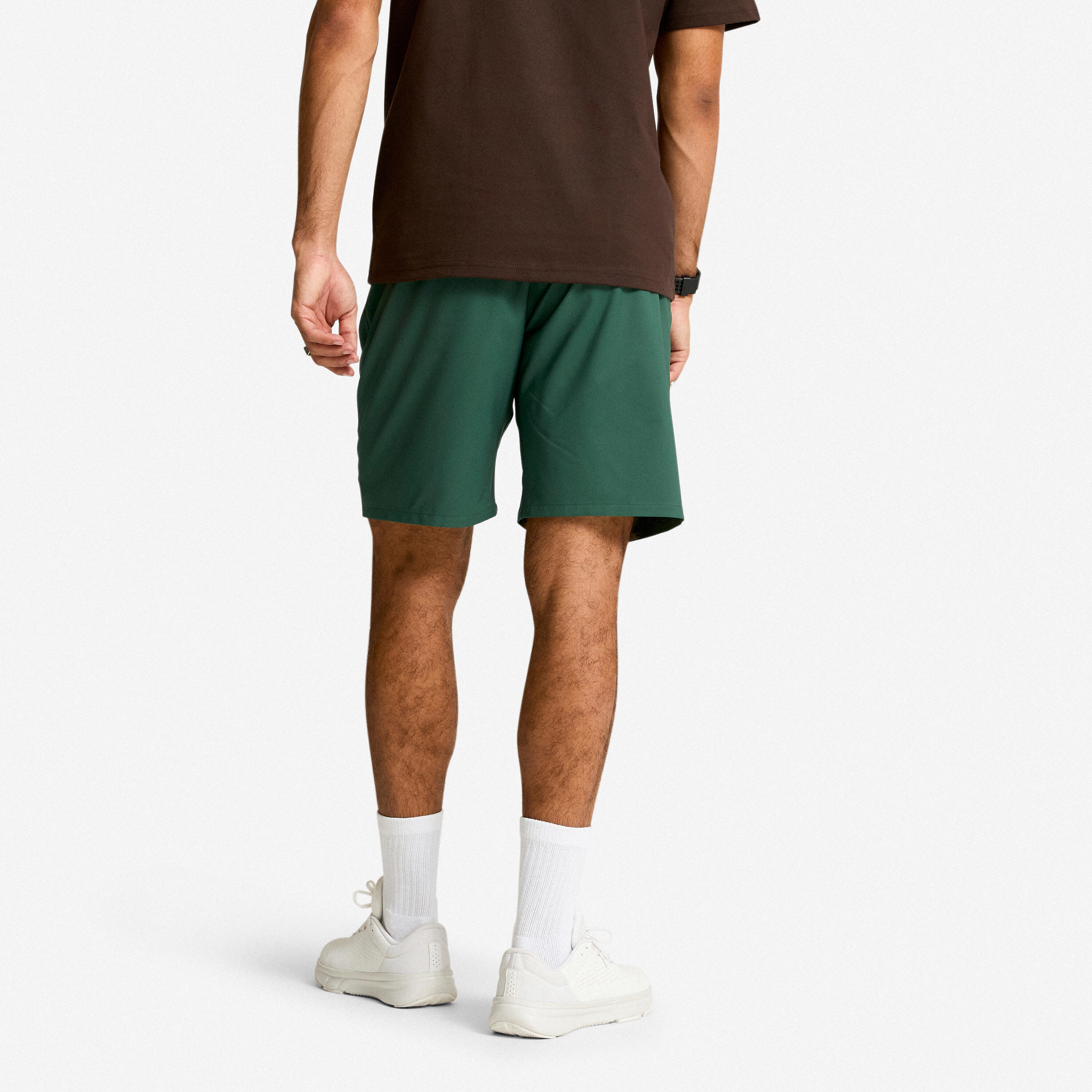 Atmungsaktive Fitness-Shorts mit Reissverschlusstaschen Herren, dunkelgrün 3/6