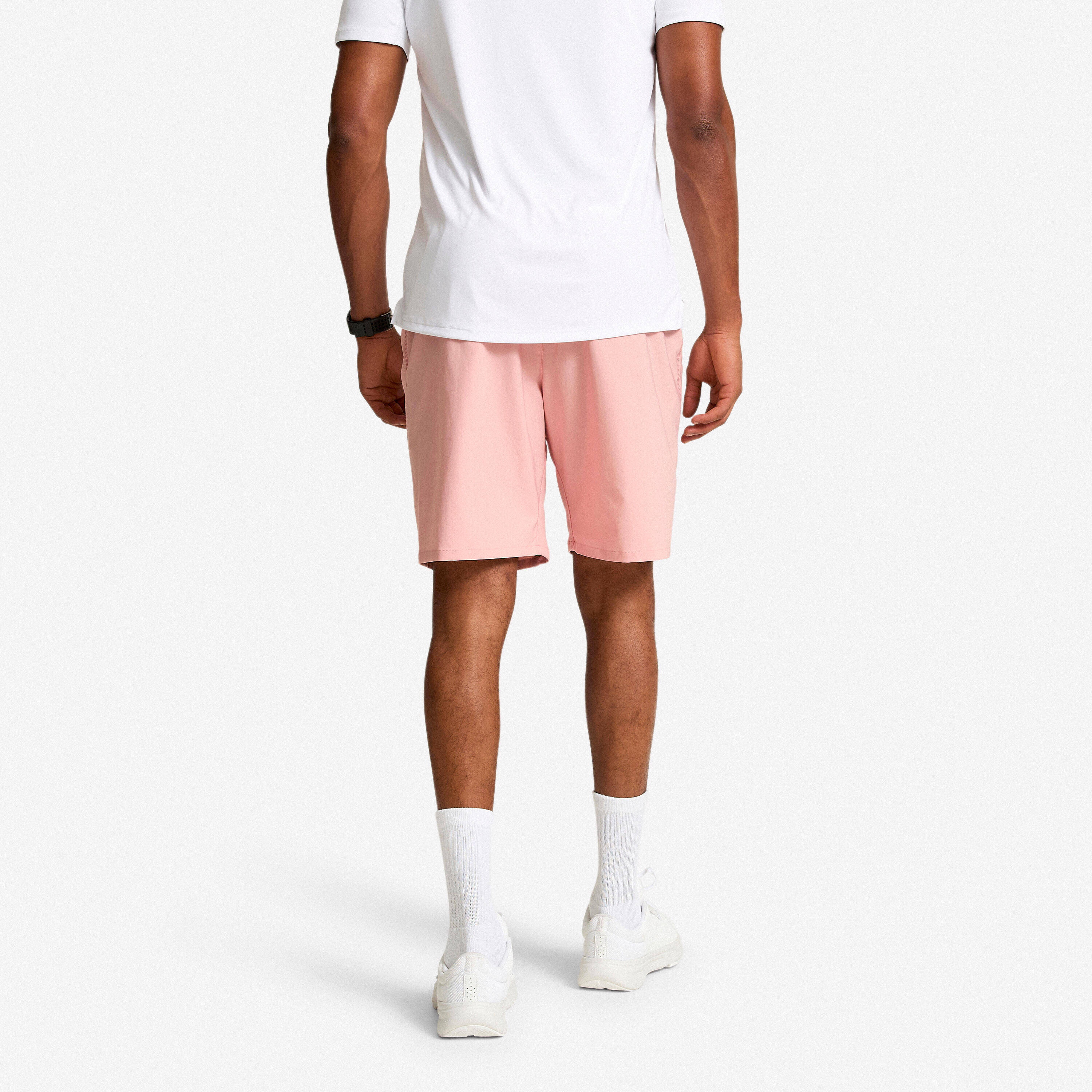 Men's Breathable Fitness Shorts with Zip-Up Pockets - Powder Pink -  3