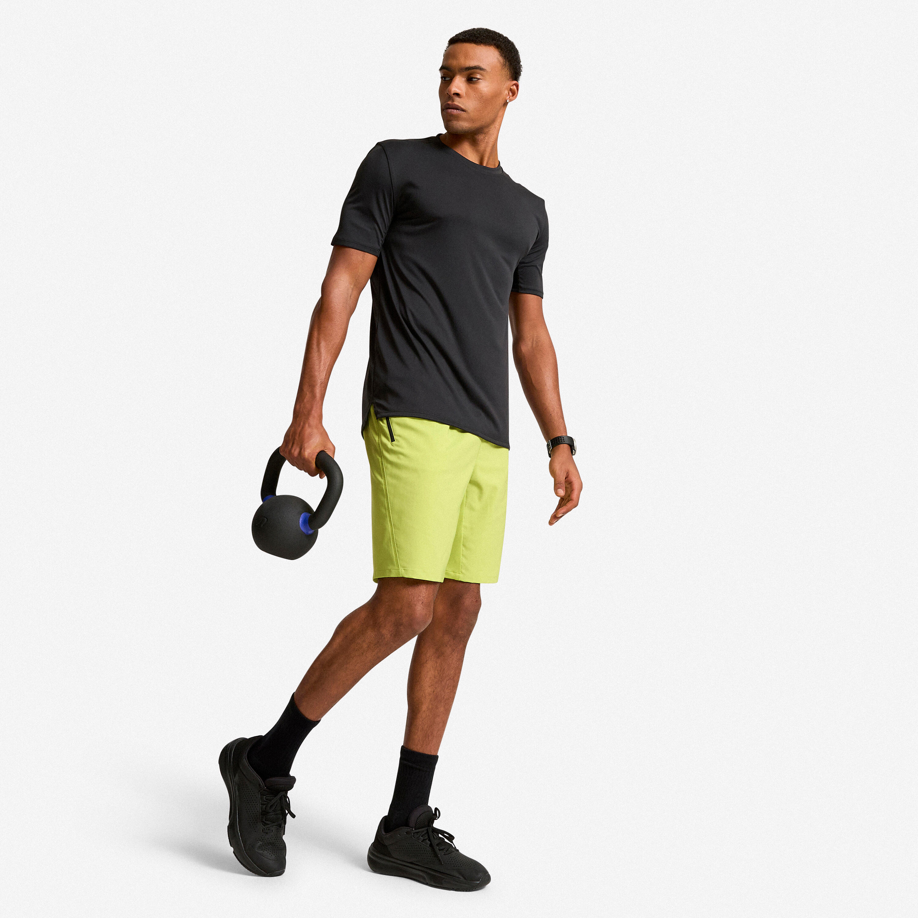 Short de fitness avec respirant poches zippées homme, vert pistache 2/7