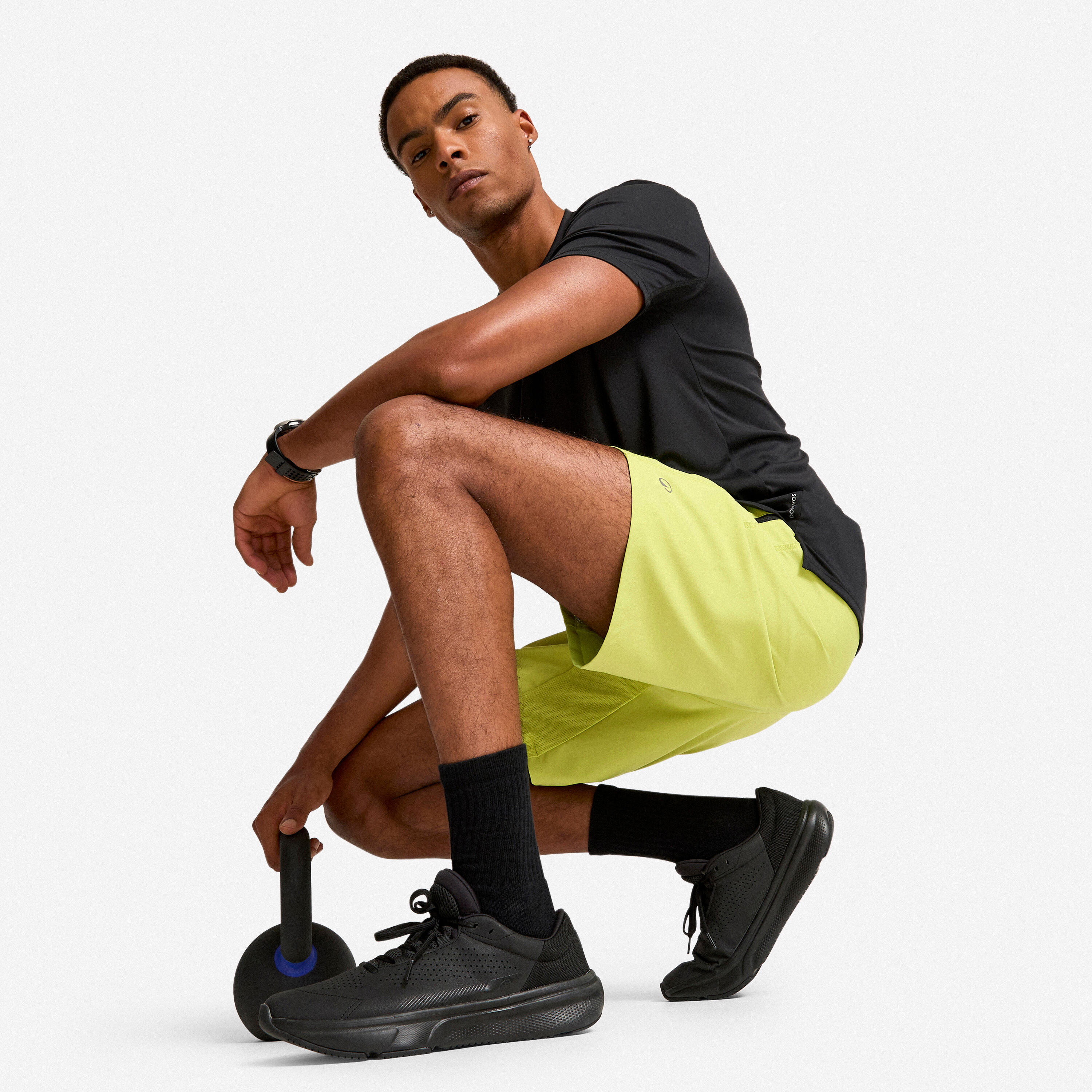 Short de fitness avec respirant poches zippées homme, vert pistache 7/7