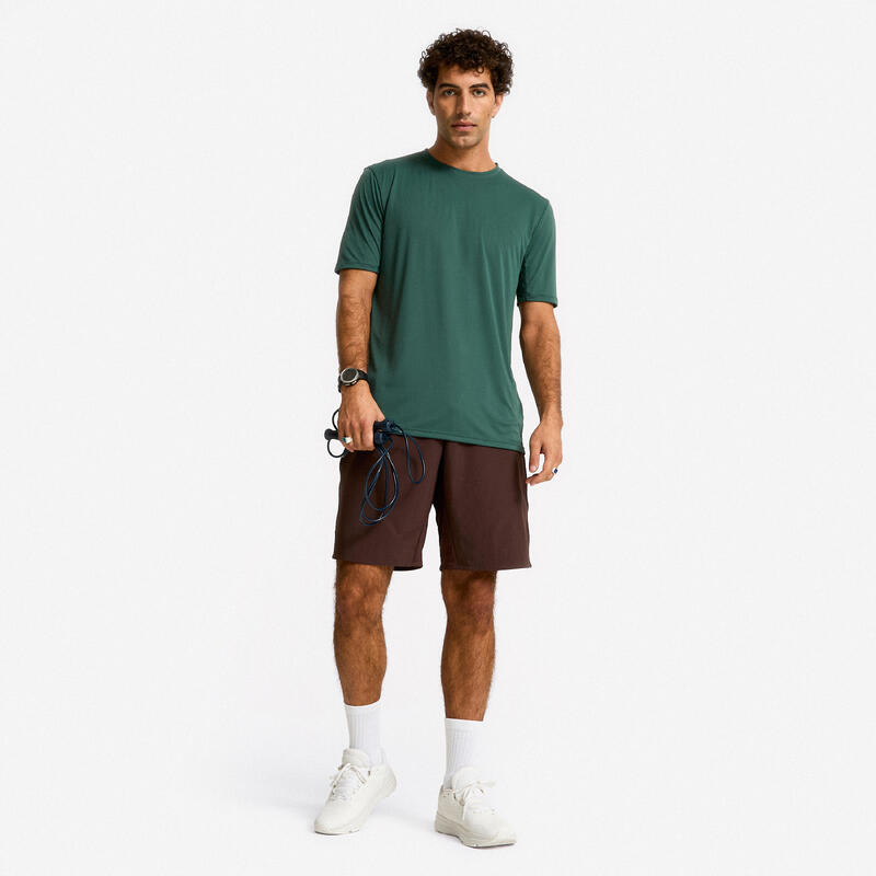 Tricou respirant cu guler rotund Fitness Verde Bărbați