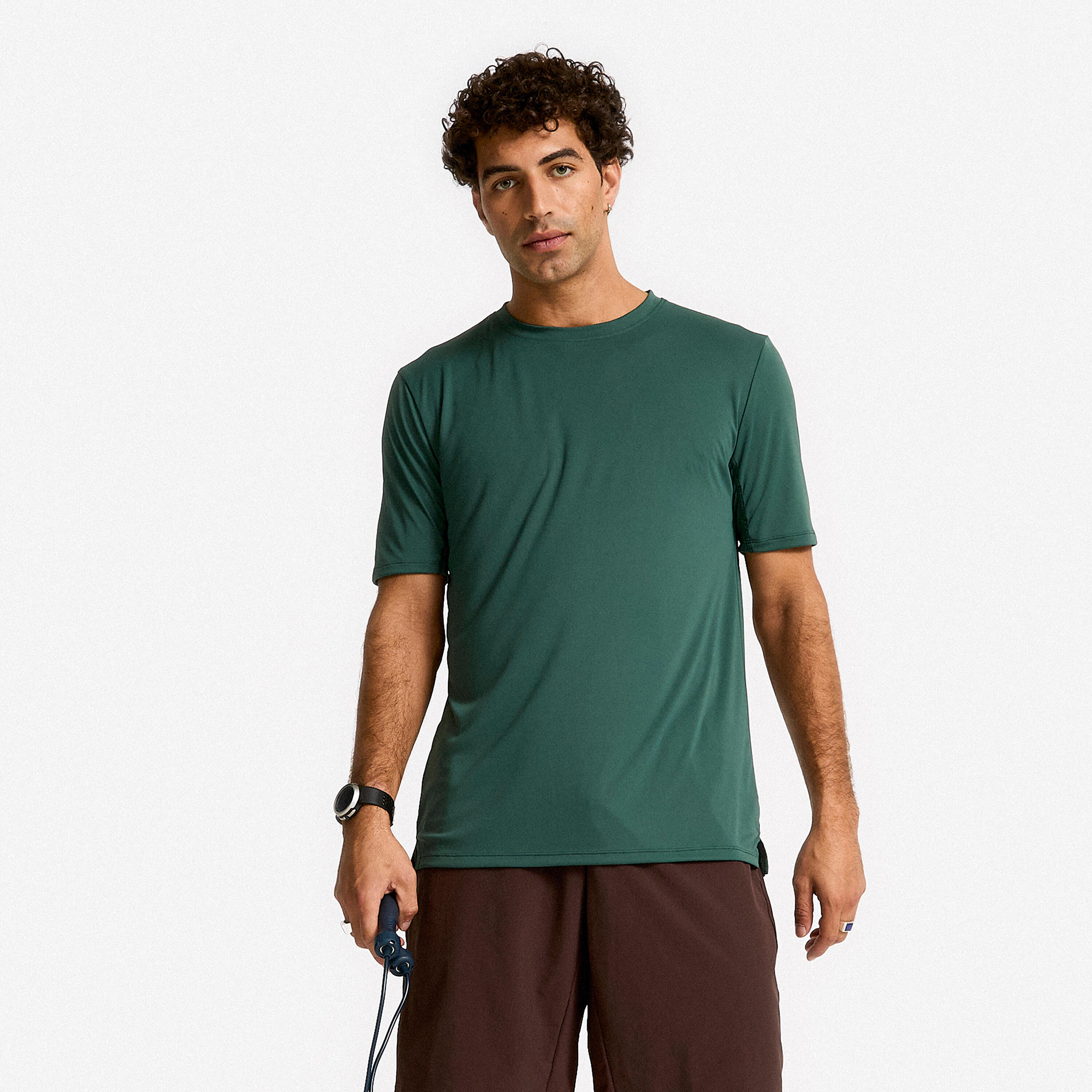 Men's Short-Sleeved Crew Neck Breathable Fitness T-Shirt - Dark Green