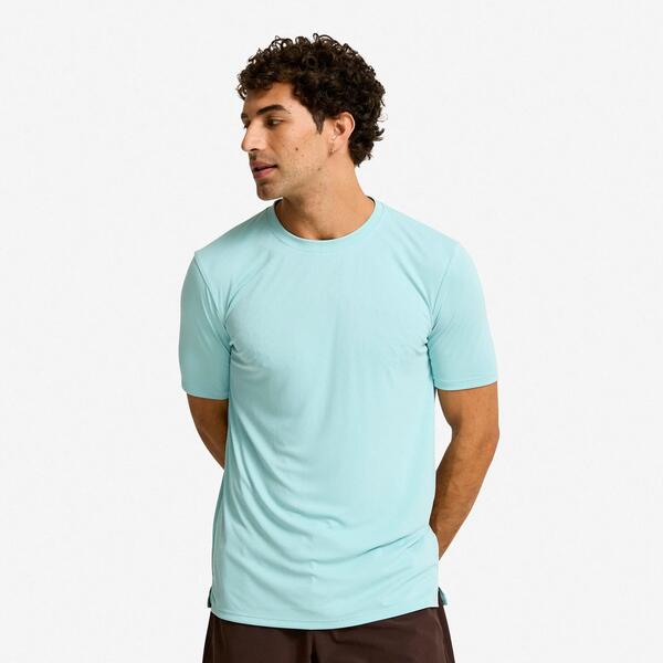 DOMYOS Camiseta manga corta Fitness 100% poliéster Hombre azul claro
