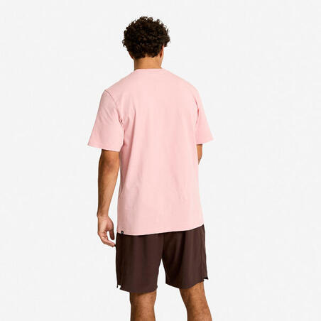 Футболка чоловіча для фітнесу з круглим вирізом світло-рожева
