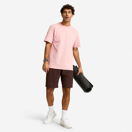 Футболка чоловіча для фітнесу з круглим вирізом світло-рожева