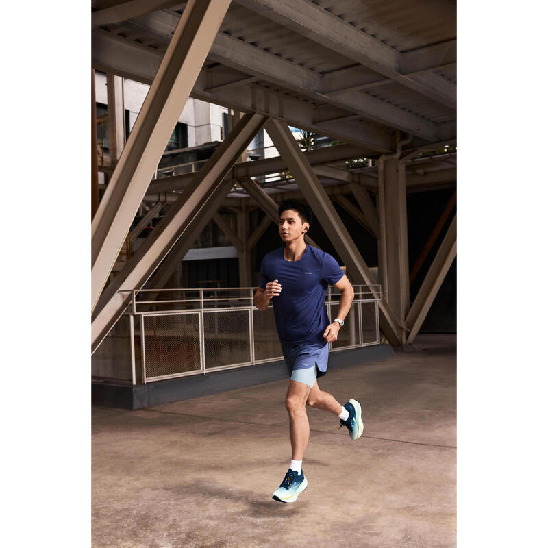 Erkek 2'si 1 Arada Koşu Şortu - Mavi - KIPRUN Run 500 Confort