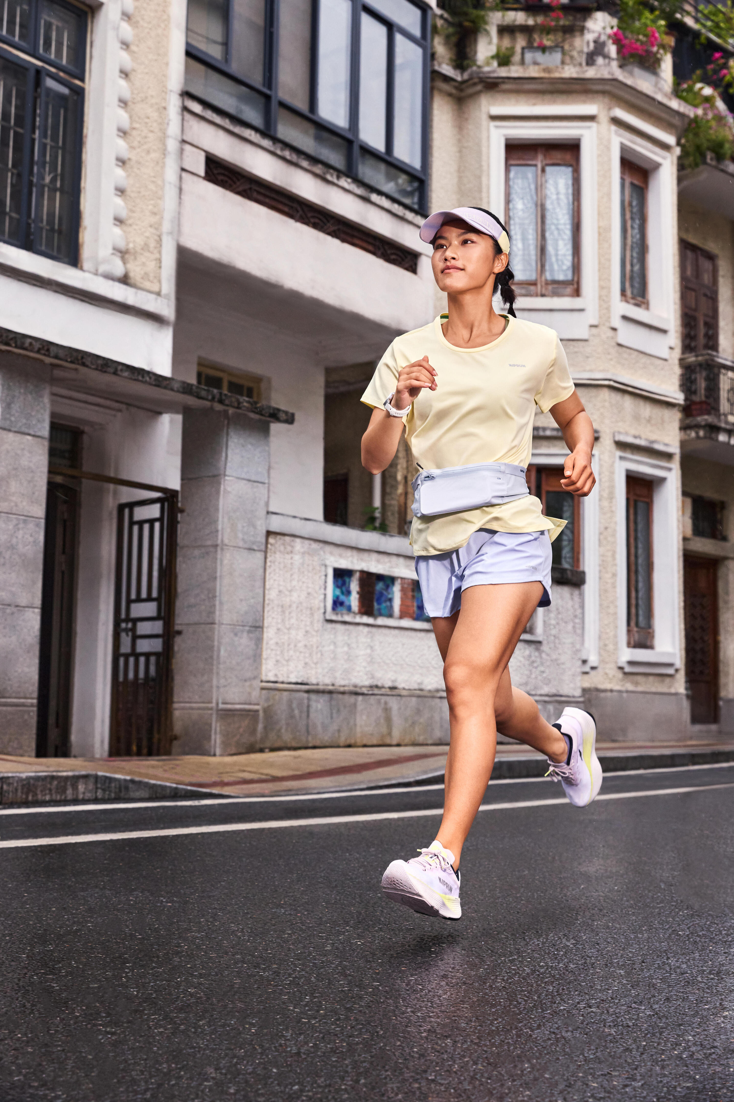 T-shirt de course respirant femme, Run 500 Dry 10/13