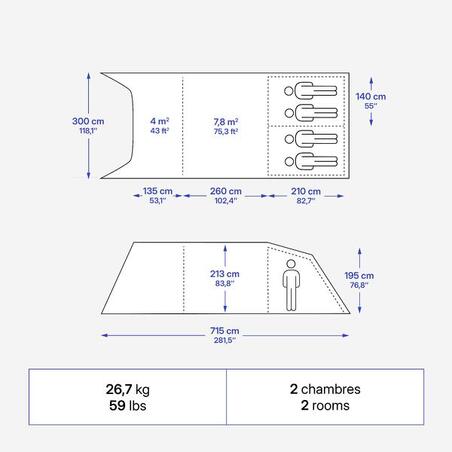 Намет надувний Air Seconds 4.2 F&B на 4 особи 2 спальні