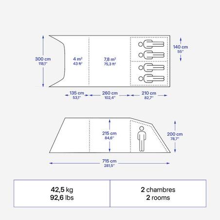 Намет надувний Air Seconds 4.2 F&B на 4 особи 2 спальні
