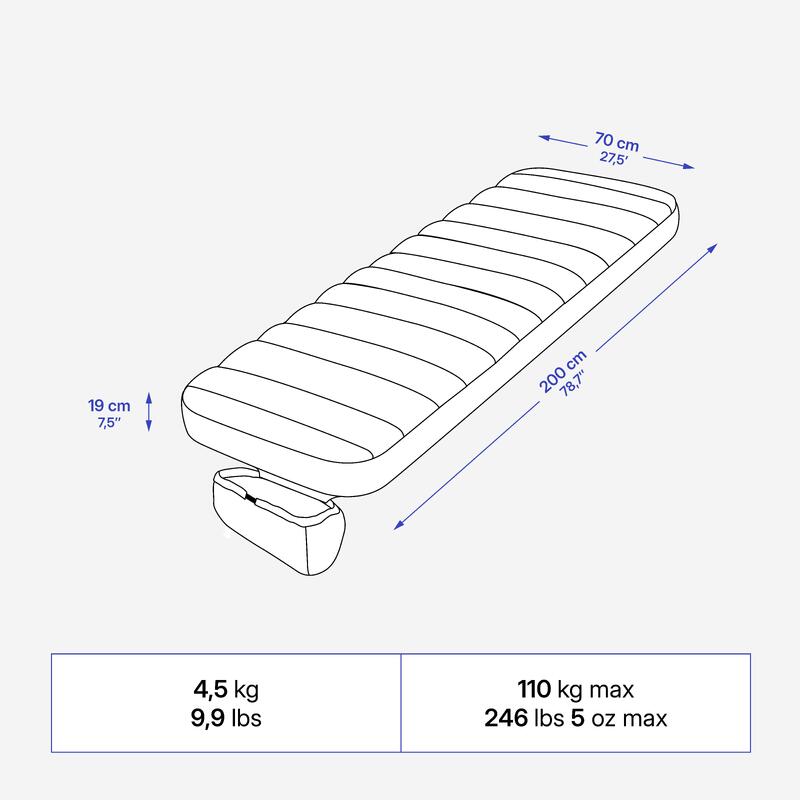 Kempinková matrace pro 1 osobu nafukovací Air Seconds Ultim Comfort 200 × 70 cm