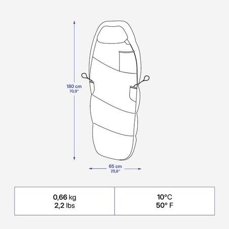 Cпальний мішок дитячий 10 °C легкий і компактний хакі