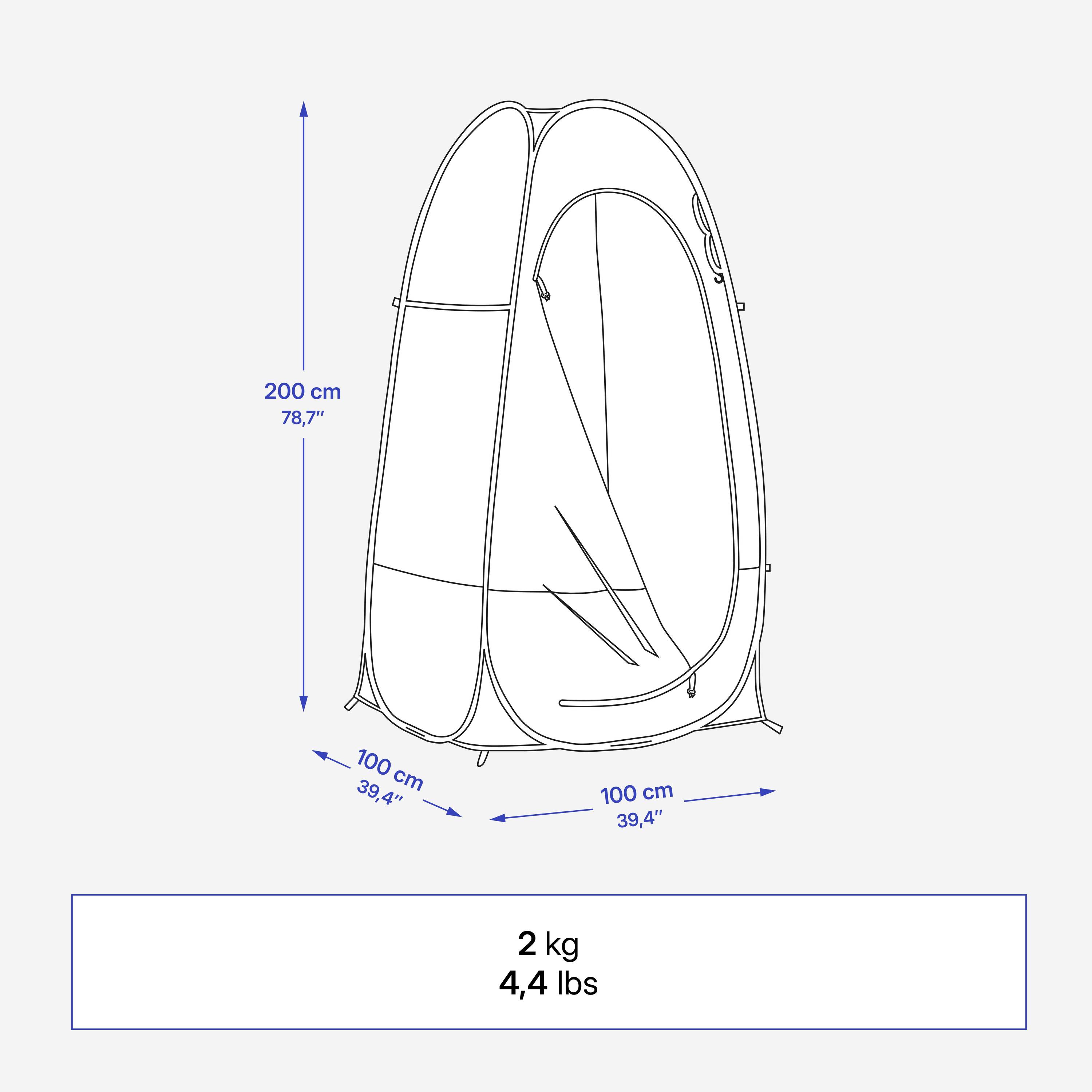 Instant pop-up camping tent and shower cubicle, 2 Seconds -  2