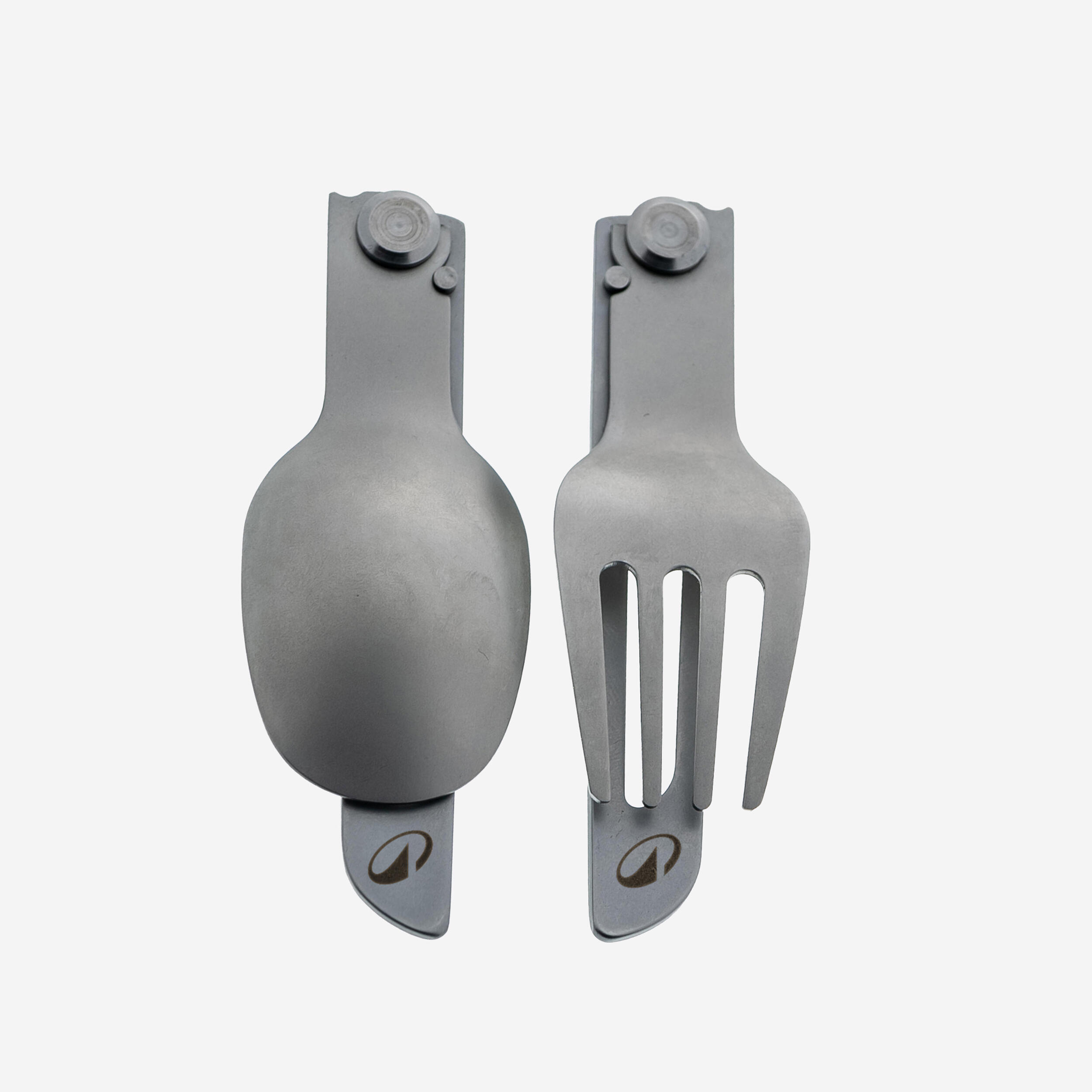 Stainless Steel Folding Camping Cutlery Set with Fork and Spoon, 900 - QUECHUA