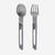 Set 2 couverts pliants 900, fourchette + cuillère, en acier inox pour le camping