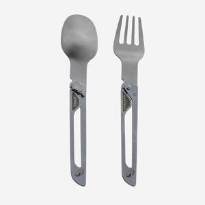 Juego de 2 cubiertos plegables 900 tenedor + cuchara acero inox para camping