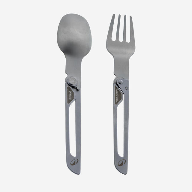 Besteckset 2-teilig Gabel/Löffel klappbar Edelstahl Camping - 900