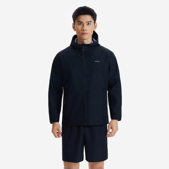 Veste imperméable run 100 homme noire