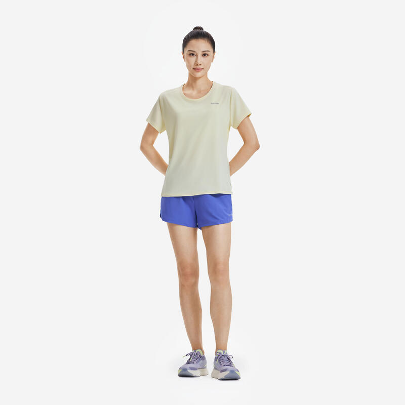 Kadın Koşu Tişörtü - Sarı - Kiprun Run 500 Dry