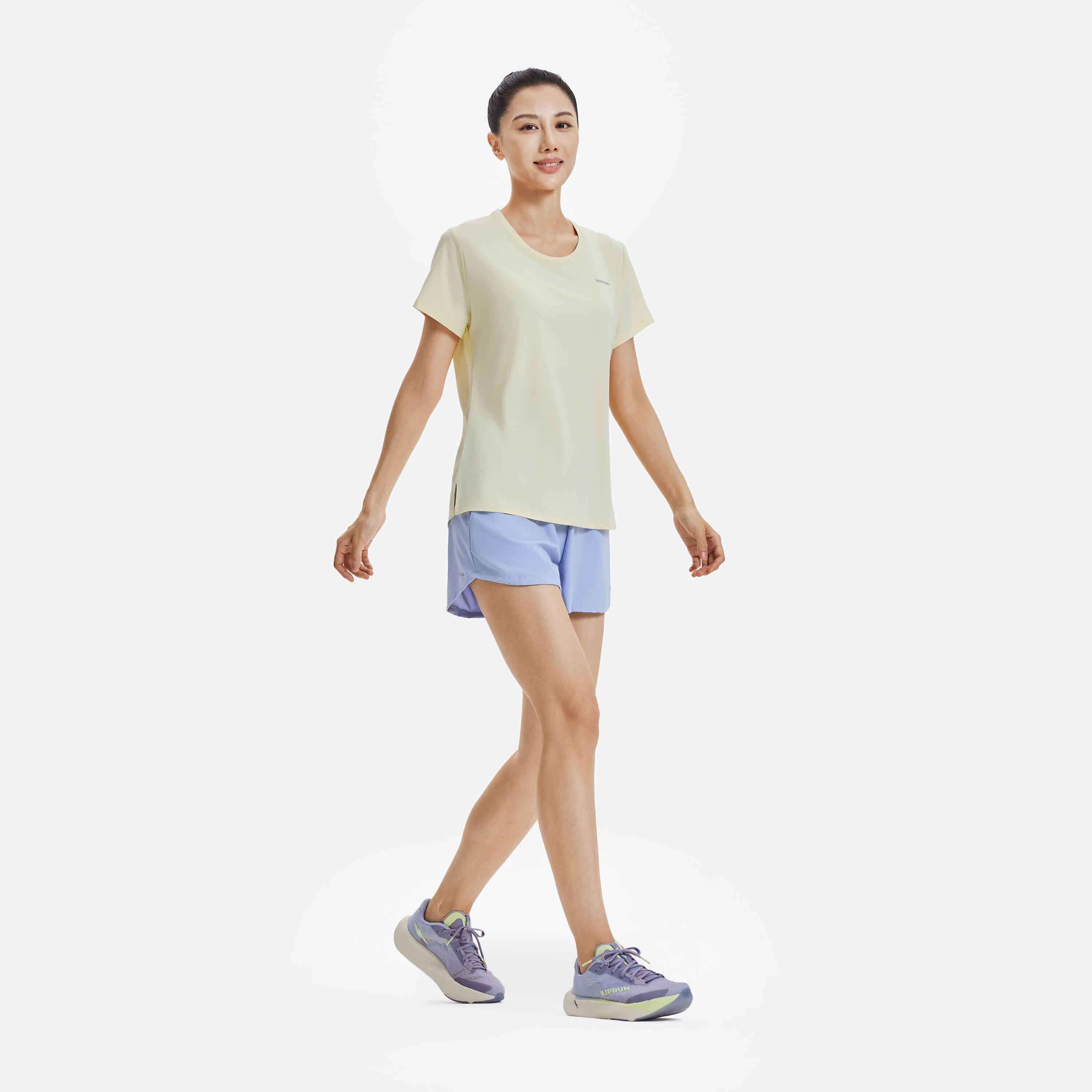T-shirt de course respirant femme, Run 500 Dry 6/13