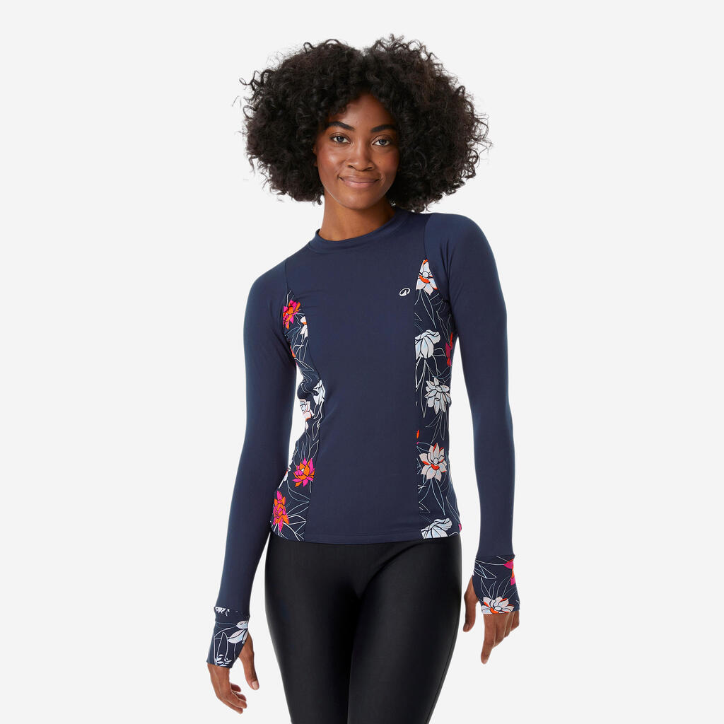Top de natation femme una bleu foncé imprimé