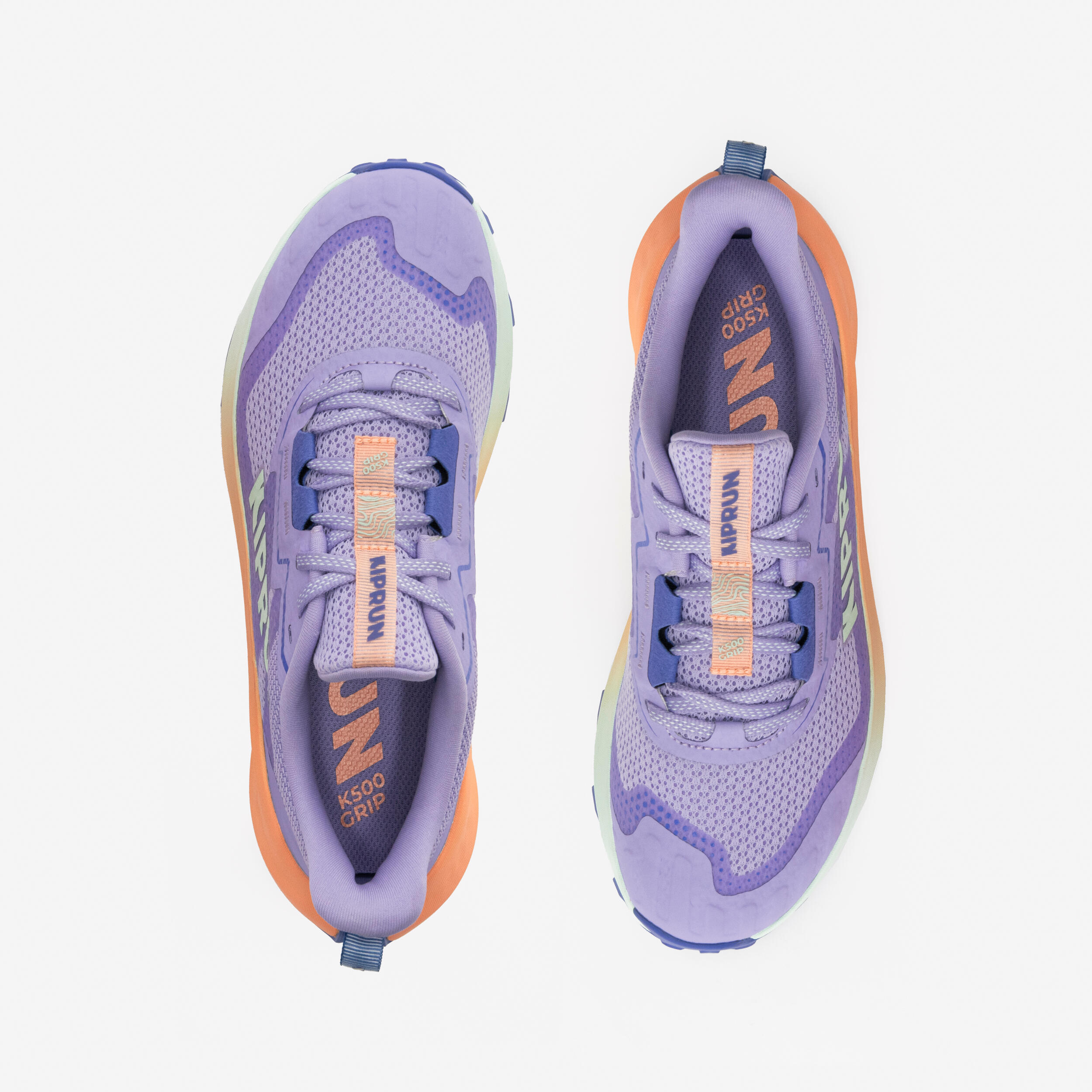 Scarpe trail e cross country bambino K500 GRIP lilla 6/7